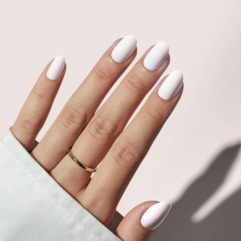 Pure White Oval Nails - JOYA NAILS