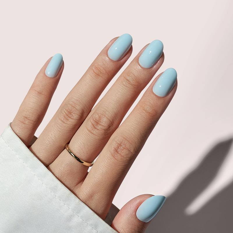 Sky Blue Oval Nails - JOYA NAILS