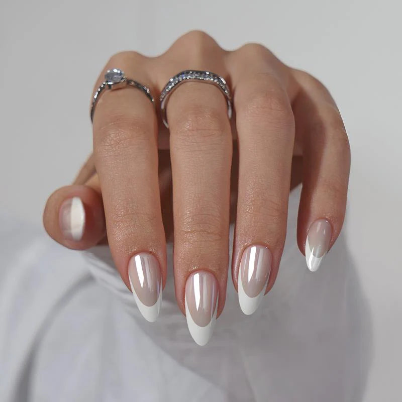 White Swan Almond Nails - JOYA NAILS