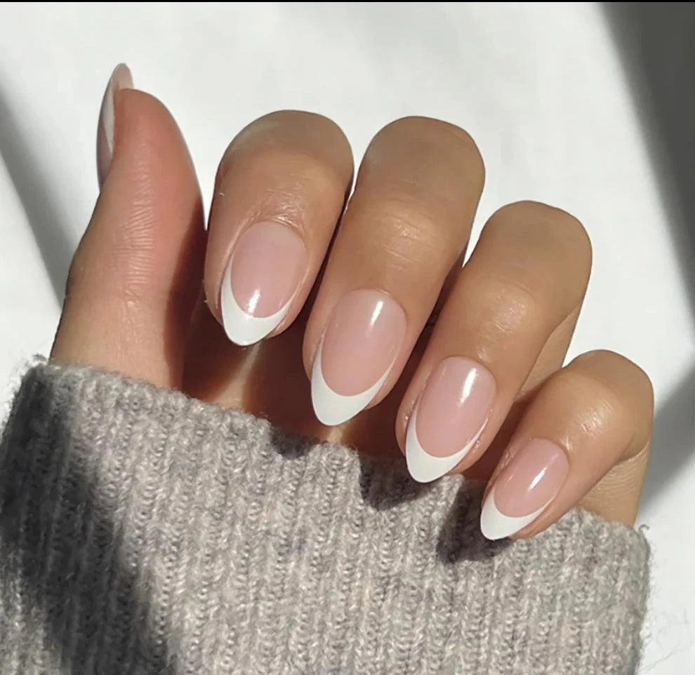 White French Almond Nails - JOYA NAILS